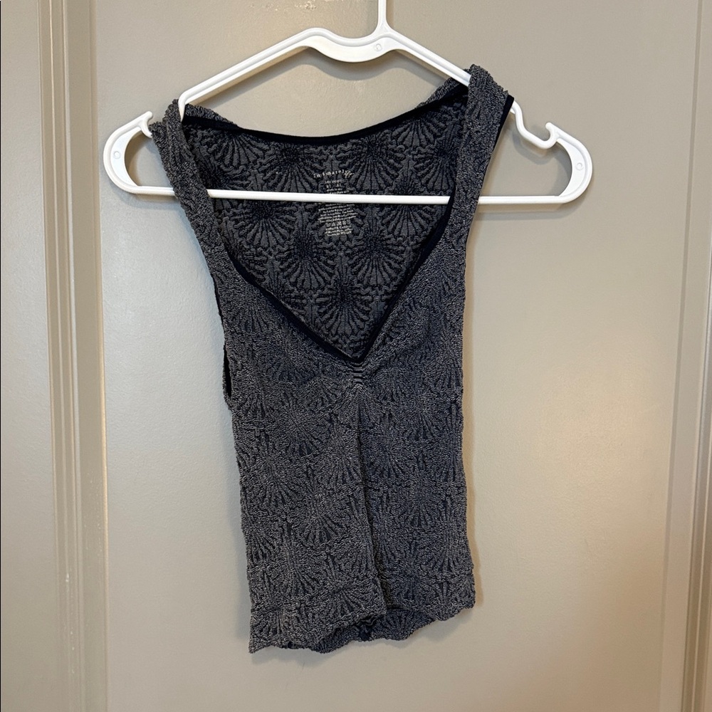 Free People Dark Gray Lace Tank Top
